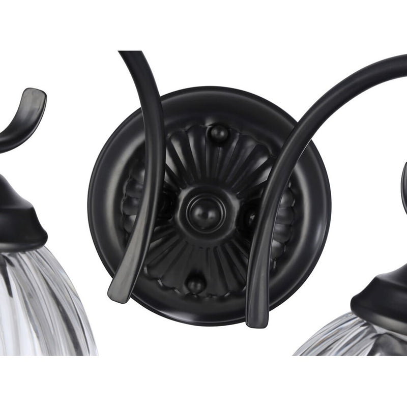 Golden Audra 2-Light Vanity Light, Matte Black/Clear Glass