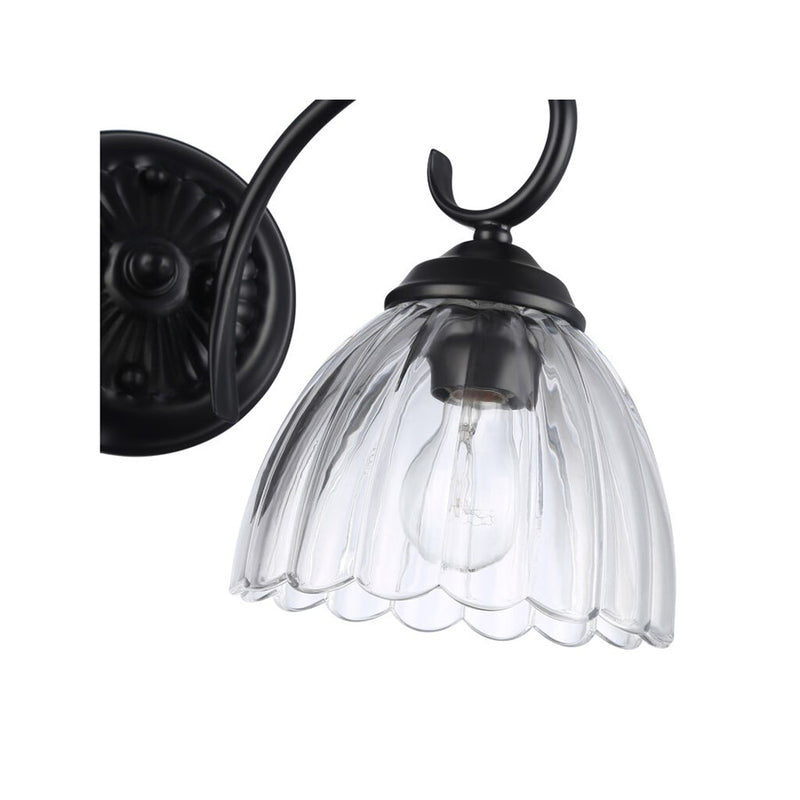 Golden Audra 2-Light Vanity Light, Matte Black/Clear Glass