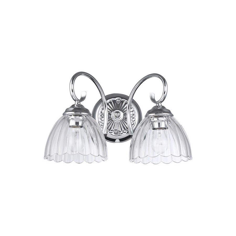 Golden Lighting Audra 2-Light Vanity Light, Chrome/Clear Glass - 6952-BA2CH-CLR