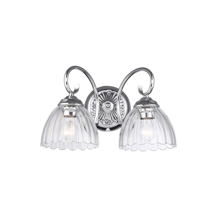 Golden Lighting Audra 2-Light Vanity Light, Chrome/Clear Glass