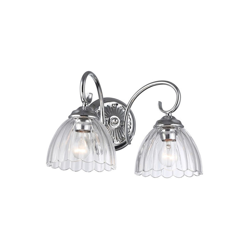 Golden Lighting Audra 2-Light Vanity Light, Chrome/Clear Glass