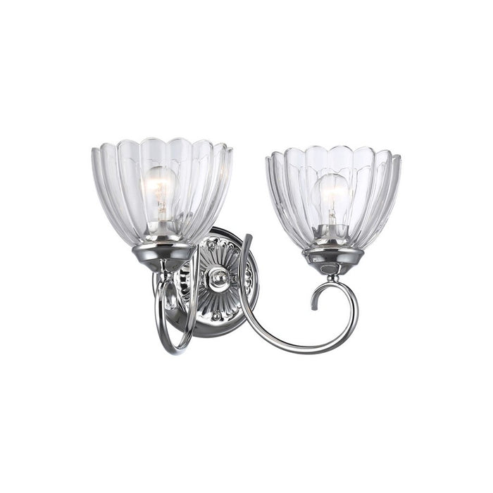 Golden Lighting Audra 2-Light Vanity Light, Chrome/Clear Glass