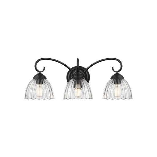 Golden Audra 3-Light Vanity Light, Matte Black/Clear Glass - 6952-BA3BLK-CLR