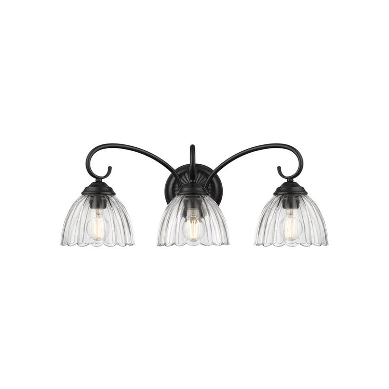 Golden Audra 3-Light Vanity Light, Matte Black/Clear Glass