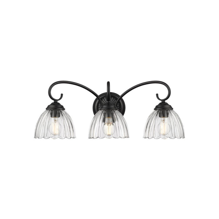 Golden Audra 3-Light Vanity Light, Matte Black/Clear Glass