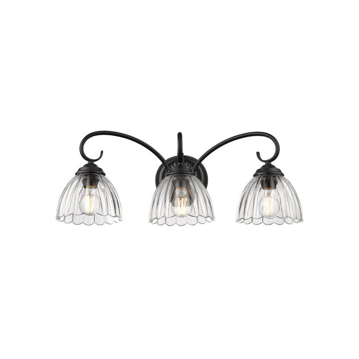 Golden Audra 3-Light Vanity Light, Matte Black/Clear Glass