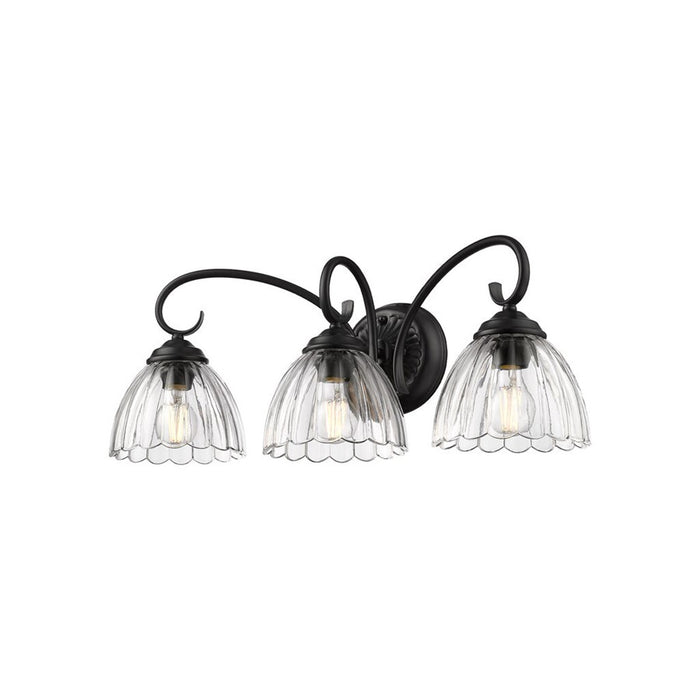Golden Audra 3-Light Vanity Light, Matte Black/Clear Glass