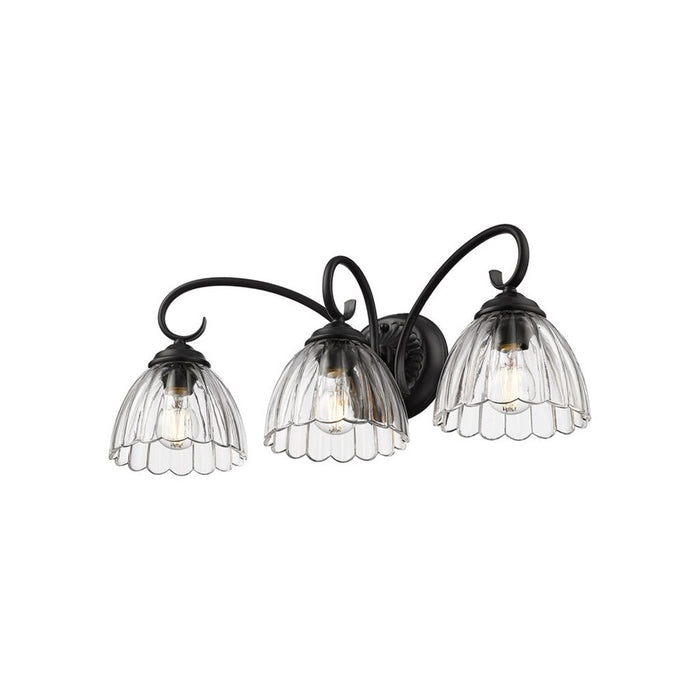Golden Audra 3-Light Vanity Light, Matte Black/Clear Glass