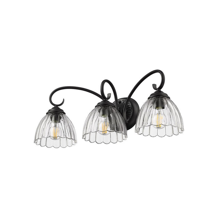 Golden Audra 3-Light Vanity Light, Matte Black/Clear Glass