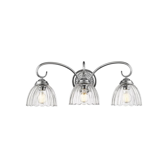 Golden Lighting Audra 3-Light Vanity Light, Pewter/Clear Glass - 6952-BA3CH-CLR