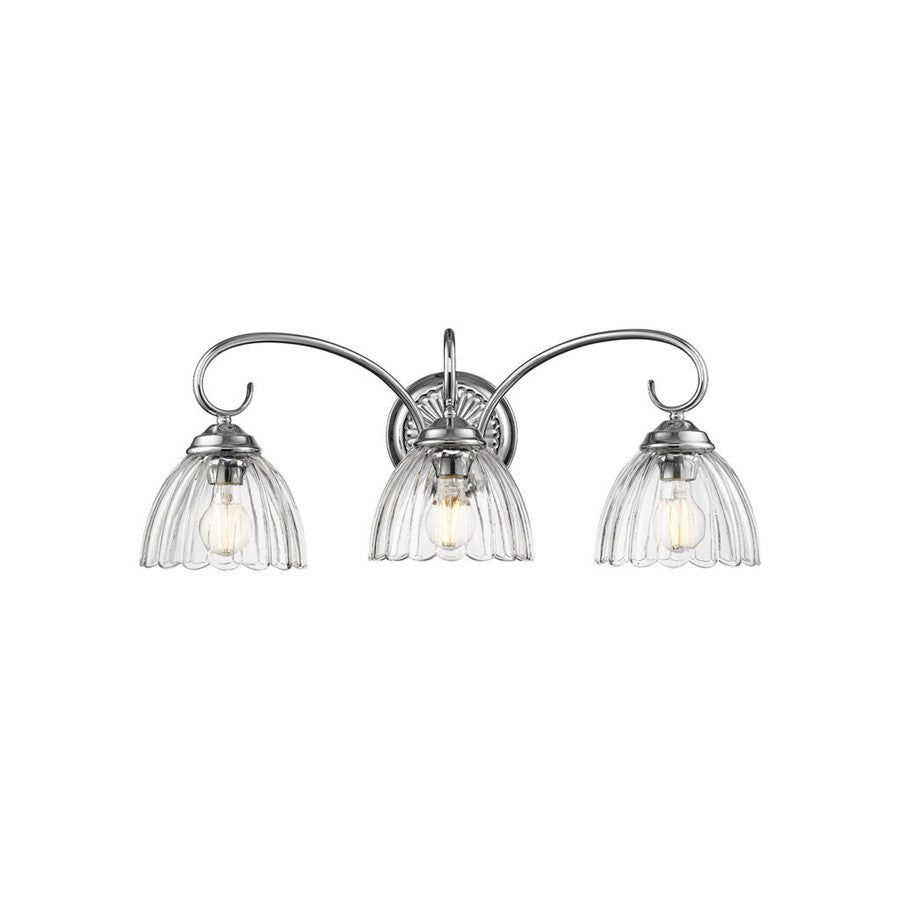 Golden Lighting Audra 3-Light Vanity Light, Pewter/Clear Glass - 6952-BA3CH-CLR