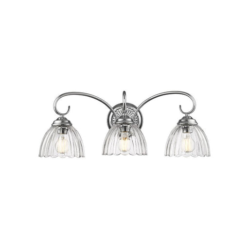 Golden Lighting Audra 3-Light Vanity Light, Pewter/Clear Glass