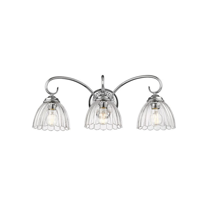 Golden Lighting Audra 3-Light Vanity Light, Pewter/Clear Glass