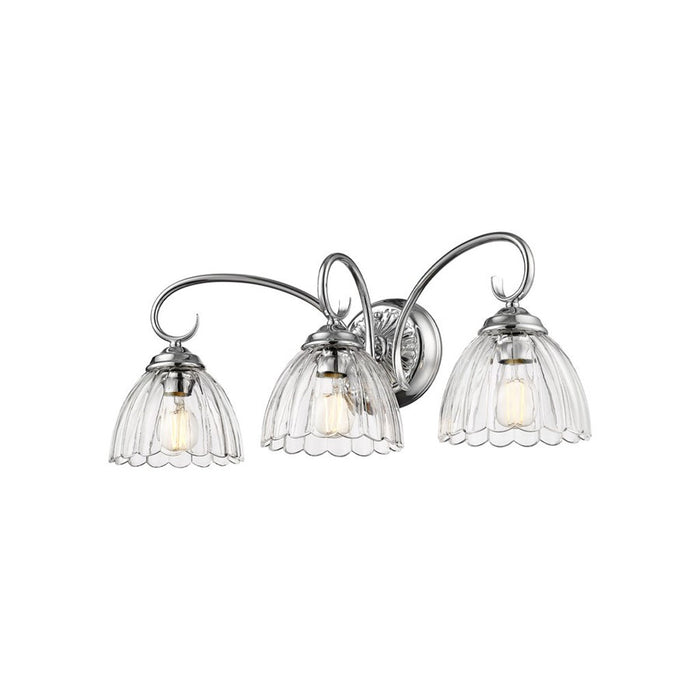 Golden Lighting Audra 3-Light Vanity Light, Pewter/Clear Glass