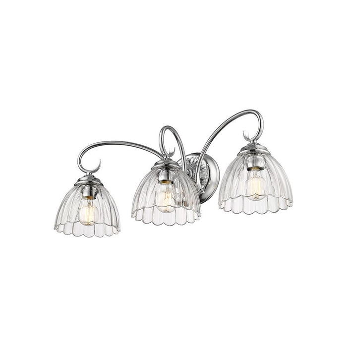 Golden Lighting Audra 3-Light Vanity Light, Pewter/Clear Glass