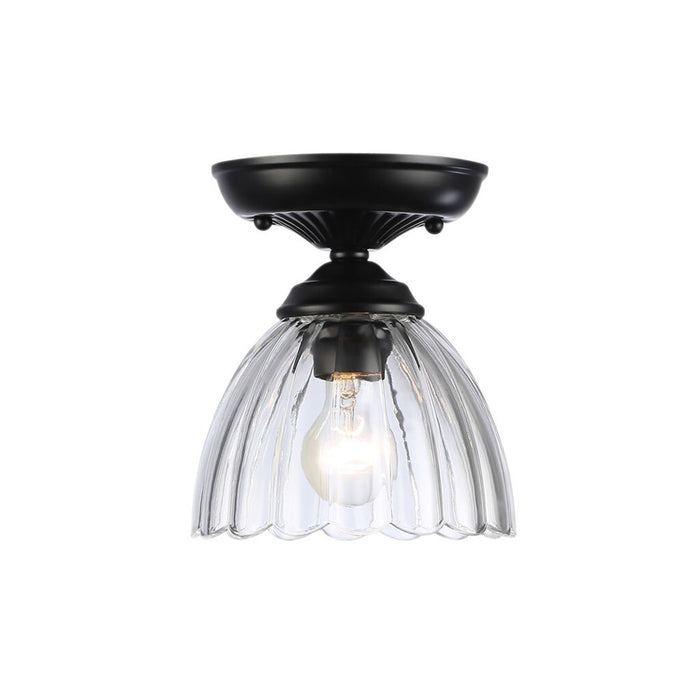 Golden Audra 1-Light 7" Semi-Flush, Matte Black/Clear Glass - 6952-SF7BLK-CLR