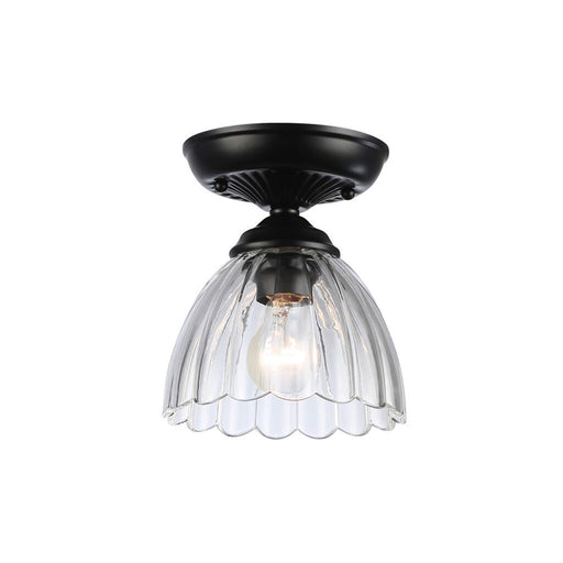 Golden Audra 1-Light 7" Semi-Flush, Matte Black/Clear Glass