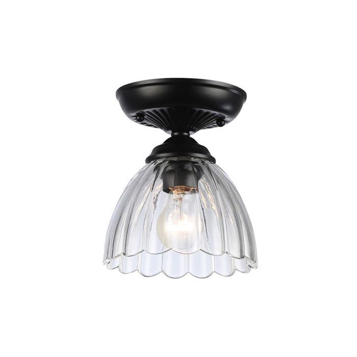 Golden Audra 1-Light 7" Semi-Flush, Matte Black/Clear Glass