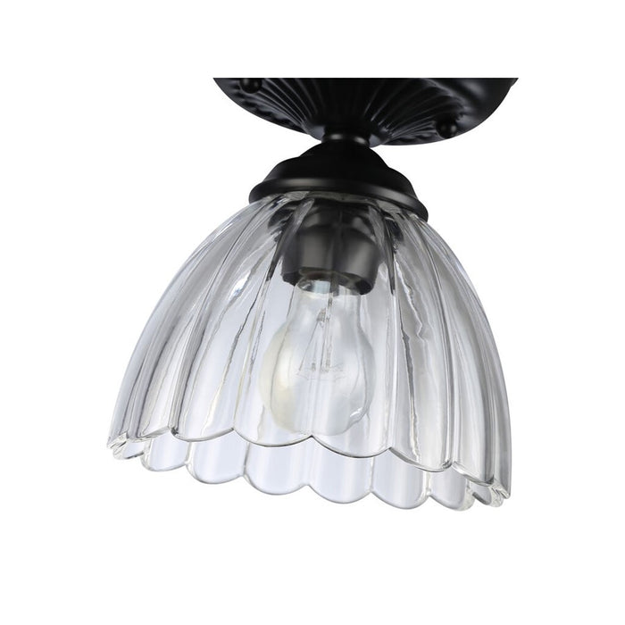 Golden Audra 1-Light 7" Semi-Flush, Matte Black/Clear Glass