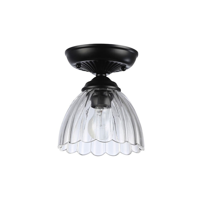 Golden Audra 1-Light 7" Semi-Flush, Matte Black/Clear Glass