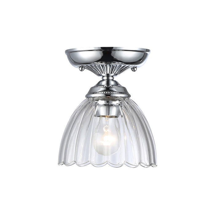 Golden Lighting Audra 1-Light 7" Semi-Flush, Chrome/Clear Glass - 6952-SF7CH-CLR
