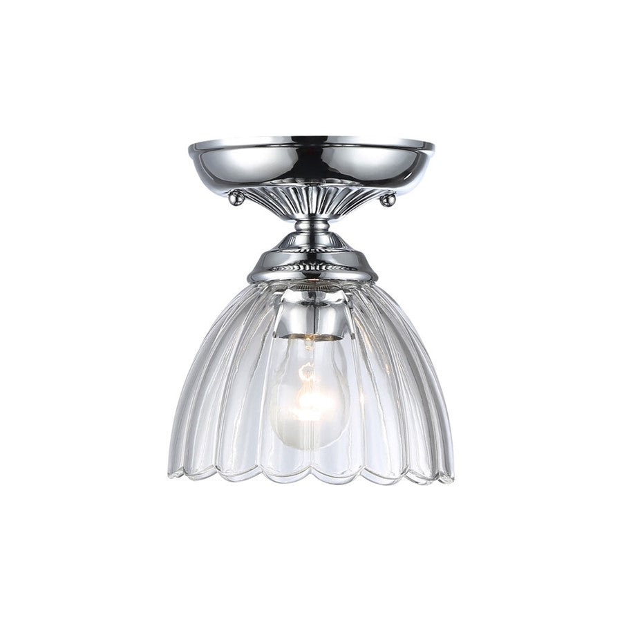 Golden Lighting Audra 1-Light 7" Semi-Flush, Chrome/Clear Glass - 6952-SF7CH-CLR