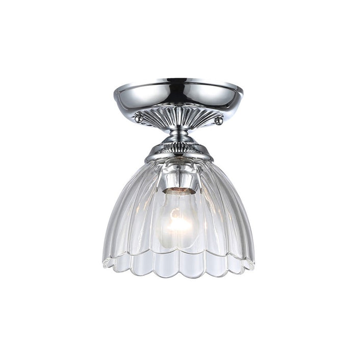 Golden Lighting Audra 1-Light 7" Semi-Flush, Chrome/Clear Glass