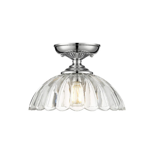 Golden Lighting Audra 1-Light Semi-Flush, Pewter/Clear Glass