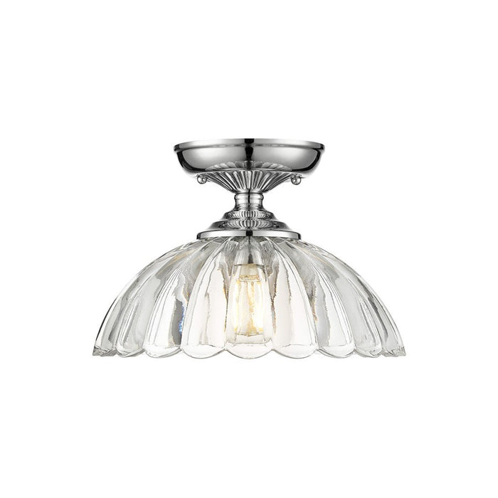 Golden Lighting Audra 1-Light Semi-Flush, Pewter/Clear Glass