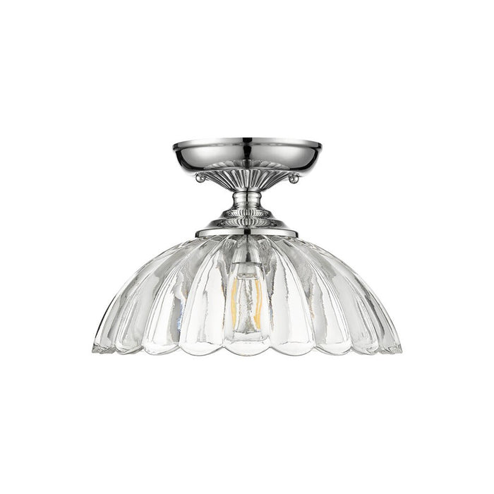 Golden Lighting Audra 1-Light Semi-Flush, Pewter/Clear Glass