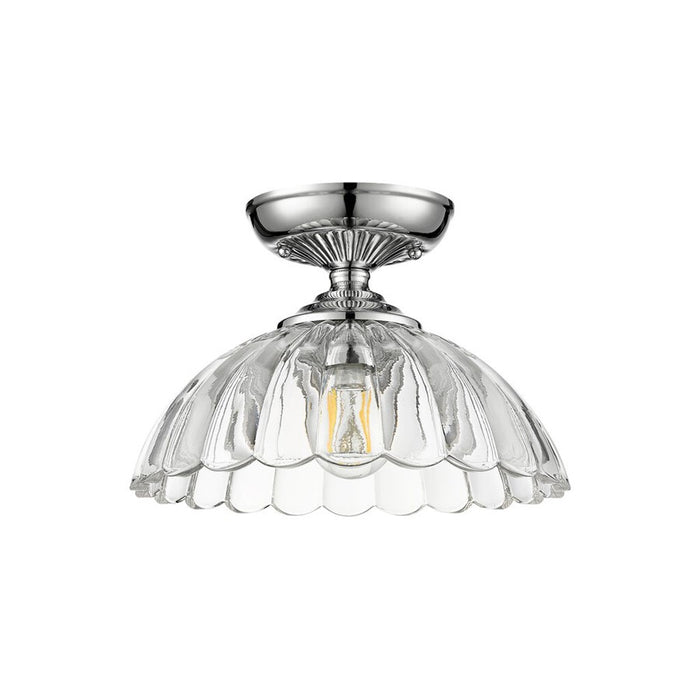 Golden Lighting Audra 1-Light Semi-Flush, Pewter/Clear Glass