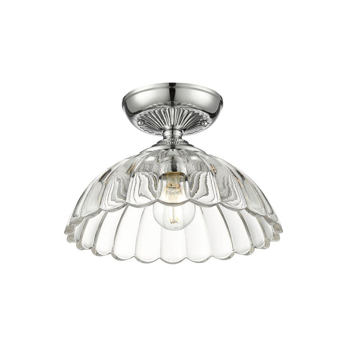 Golden Lighting Audra 1-Light Semi-Flush, Pewter/Clear Glass