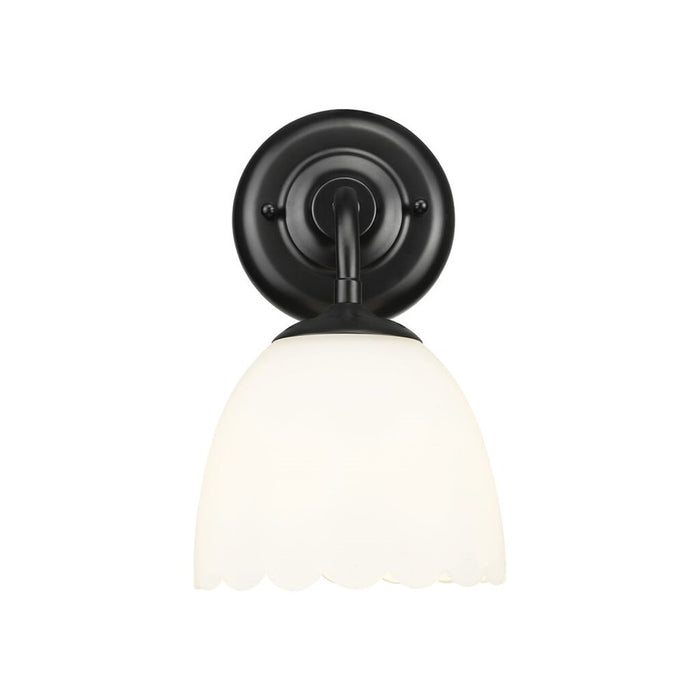 Golden Dorinda 1-Light Wall Sconce, Matte Black/Opal Glass - 6954-1WBLK-OP