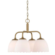 Golden Lighting Dorinda 18in 4-Light Pendant | Farmhouse Brushed Champagne Brass and Opal Glass | Kitchen Island & Dining Room | Model 6954-4P BCB-OP