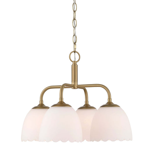 Golden Lighting Dorinda 18in 4-Light Pendant | Farmhouse Brushed Champagne Brass and Opal Glass | Kitchen Island & Dining Room | Model 6954-4P BCB-OP