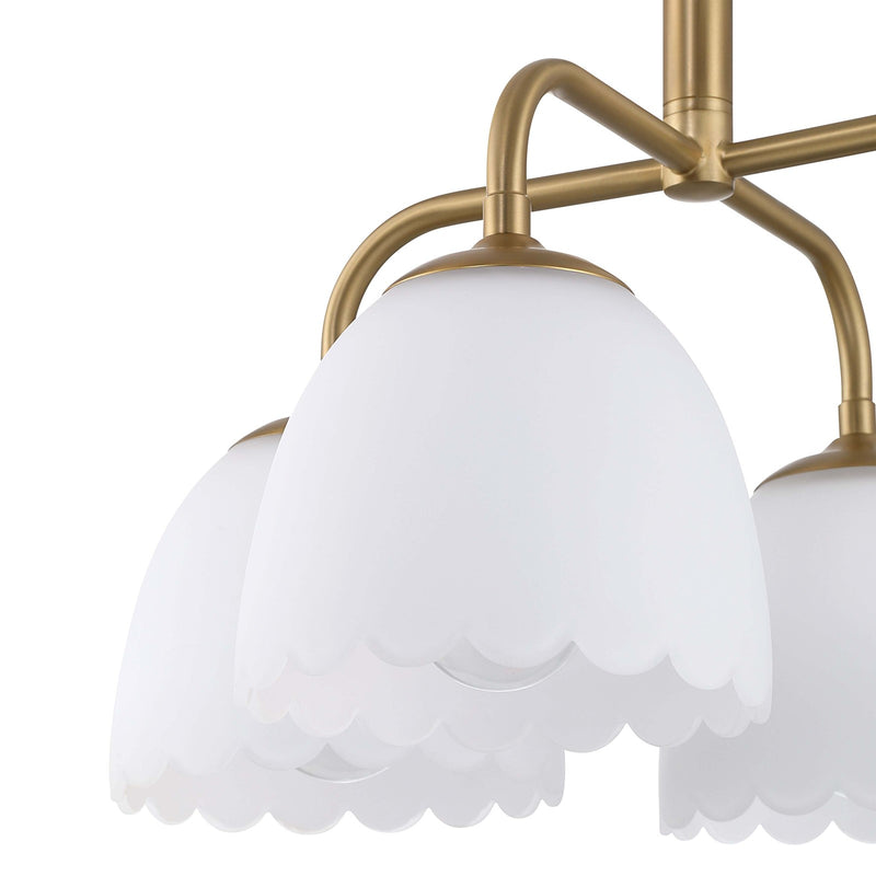 Golden Lighting Dorinda 18in 4-Light Pendant | Farmhouse Brushed Champagne Brass and Opal Glass | Kitchen Island & Dining Room | Model 6954-4P BCB-OP