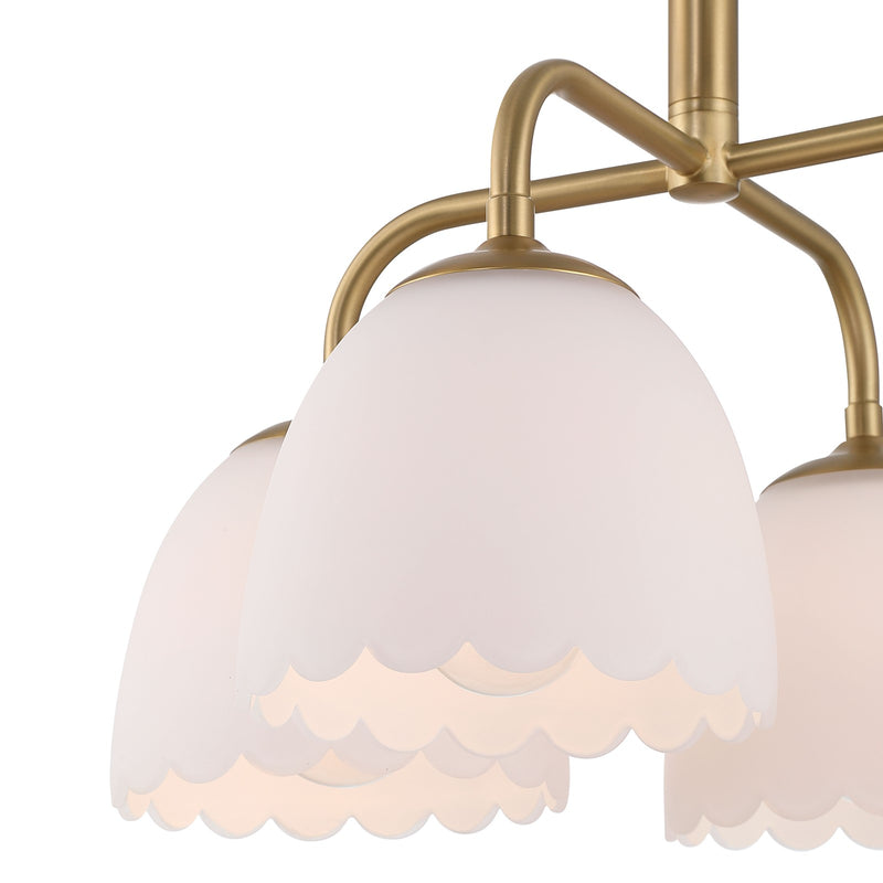 Golden Lighting Dorinda 18in 4-Light Pendant | Farmhouse Brushed Champagne Brass and Opal Glass | Kitchen Island & Dining Room | Model 6954-4P BCB-OP