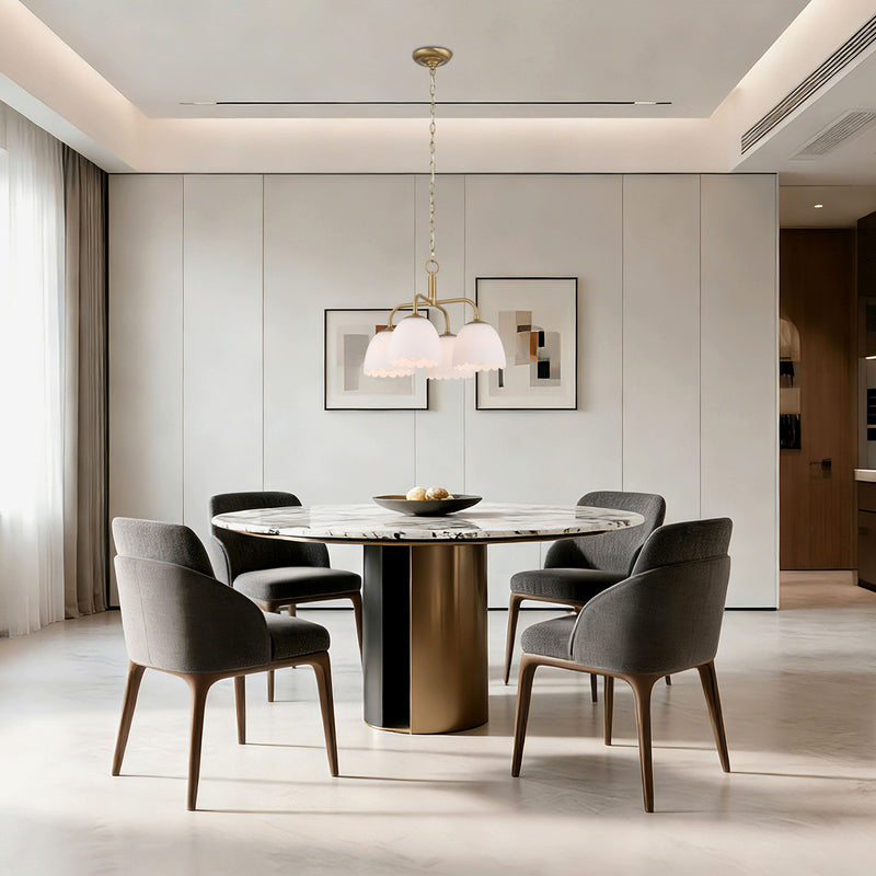 Golden Lighting Dorinda 18in 4-Light Pendant | Farmhouse Brushed Champagne Brass and Opal Glass | Kitchen Island & Dining Room | Model 6954-4P BCB-OP