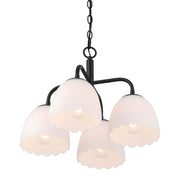 Golden Lighting Dorinda 18in 4-Light Pendant | Country Farmhouse Matte Black and Opal Glass | Kitchen Island & Dining Room | Model 6954-4P BLK-OP