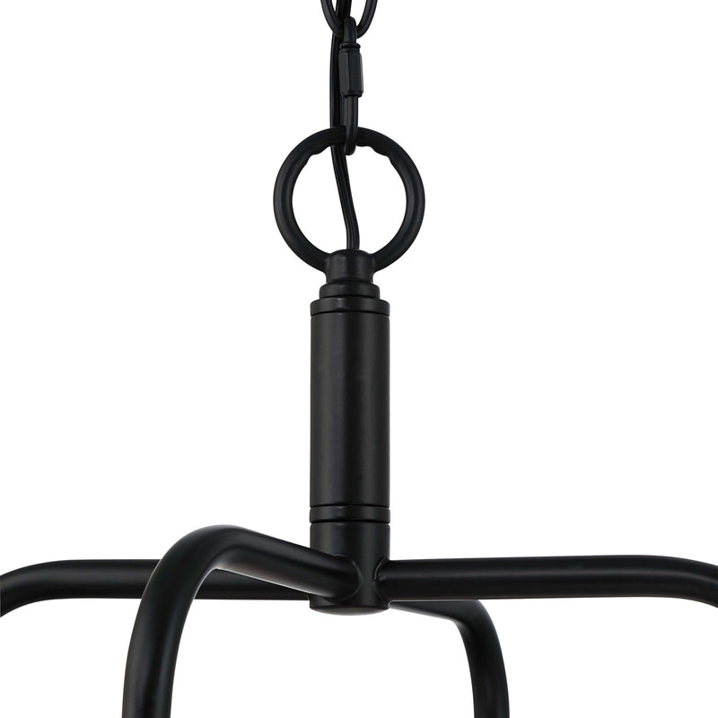 Golden Lighting Dorinda 18in 4-Light Pendant | Country Farmhouse Matte Black and Opal Glass | Kitchen Island & Dining Room | Model 6954-4P BLK-OP