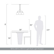 Golden Lighting Dorinda 18in 4-Light Pendant | Country Farmhouse Matte Black and Opal Glass | Kitchen Island & Dining Room | Model 6954-4P BLK-OP