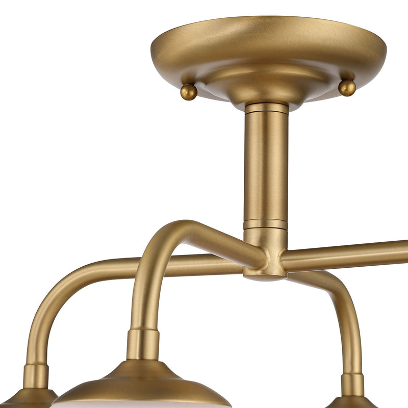 Golden Lighting Dorinda 18in 4-Light Semi-Flush Mount | Farmhouse Brushed Champagne Brass and Opal Glass | Entryway & Bedroom | Model 6954-4SF BCB-OP