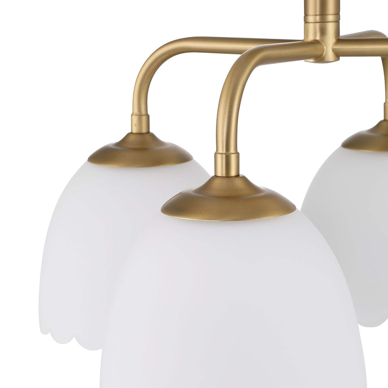 Golden Lighting Dorinda 18in 4-Light Semi-Flush Mount | Farmhouse Brushed Champagne Brass and Opal Glass | Entryway & Bedroom | Model 6954-4SF BCB-OP