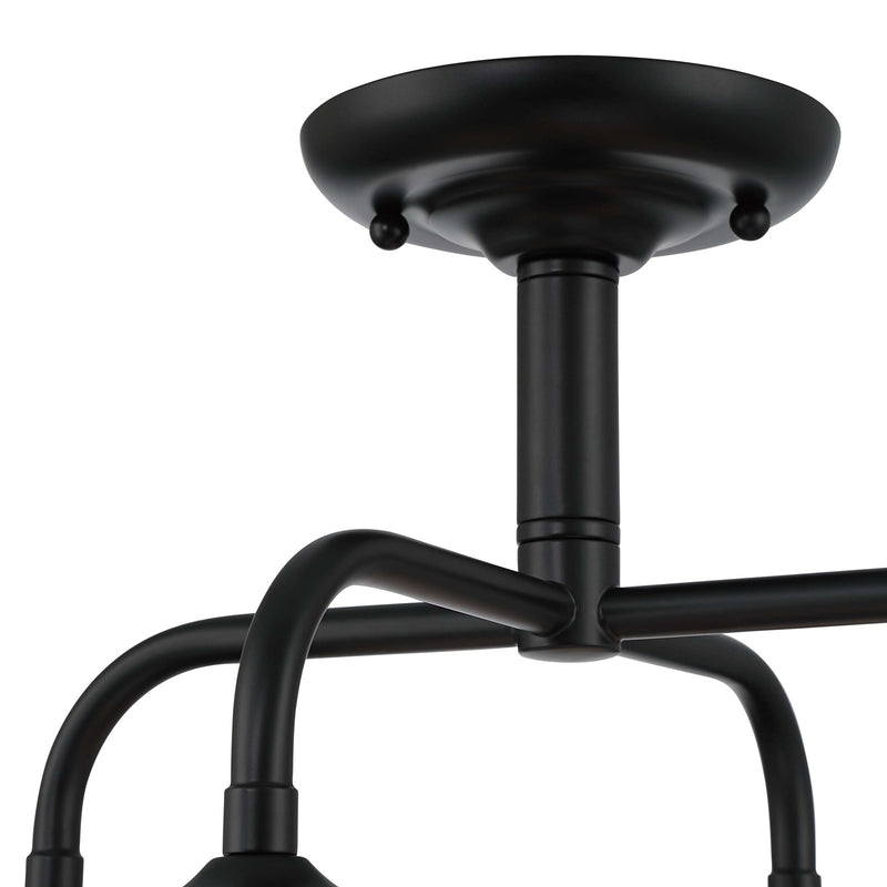 Golden Lighting Dorinda 18in 4-Light Semi-Flush Mount | Country Farmhouse Matte Black and Opal Glass | Entryway & Bedroom | Model 6954-4SF BLK-OP