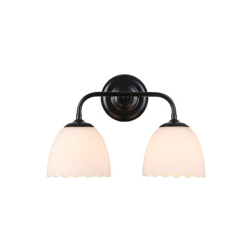 Golden Dorinda 2-Light Vanity Light, Matte Black/Opal Glass - 6954-BA2BLK-OP