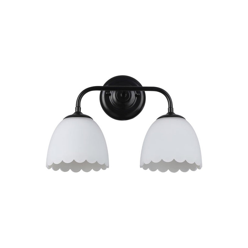 Golden Dorinda 2-Light Vanity Light, Matte Black/Opal Glass
