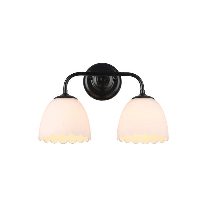 Golden Dorinda 2-Light Vanity Light, Matte Black/Opal Glass
