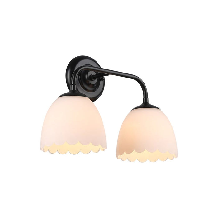 Golden Dorinda 2-Light Vanity Light, Matte Black/Opal Glass