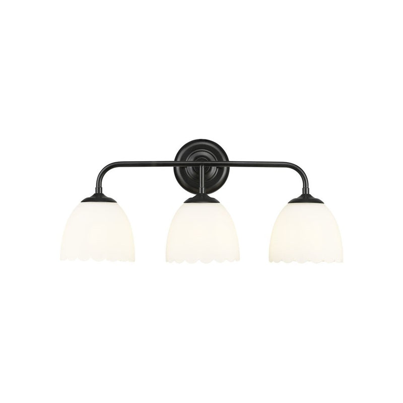 Golden Dorinda 3-Light Vanity Light, Matte Black/Opal Glass