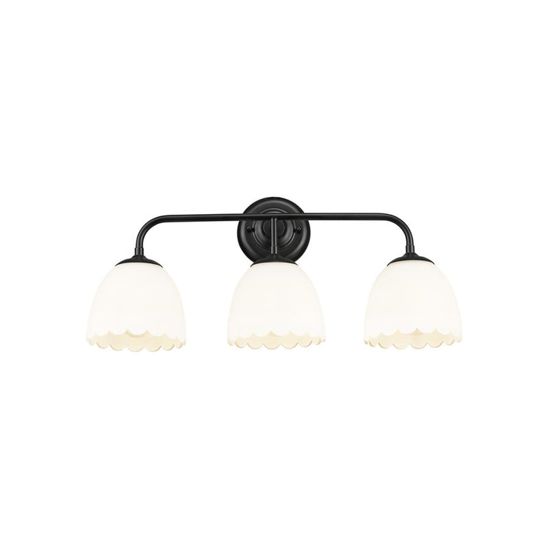 Golden Dorinda 3-Light Vanity Light, Matte Black/Opal Glass